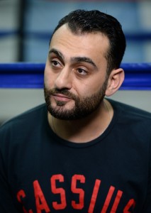 Feb 18, 2015; Glendale, CA, USA;  Edmond Tarverdyan, coach for UFC Champion Ronda Rousey, talks about her upcoming fight during media day for UFC 184 at Glendale Fighting Club. Mandatory Credit: Jayne Kamin-Oncea-USA TODAY Sports